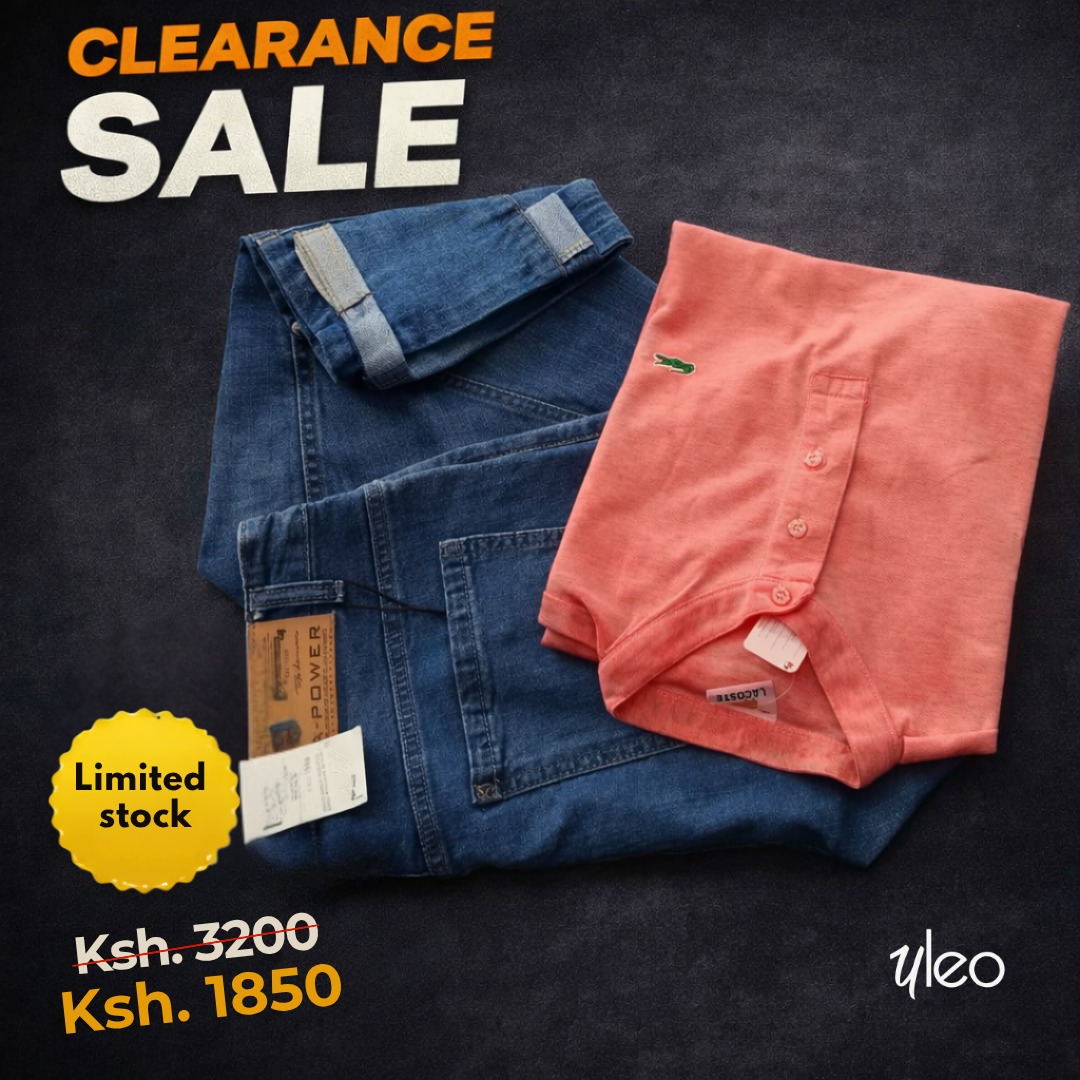 Imara denim and coral polo set on clearance