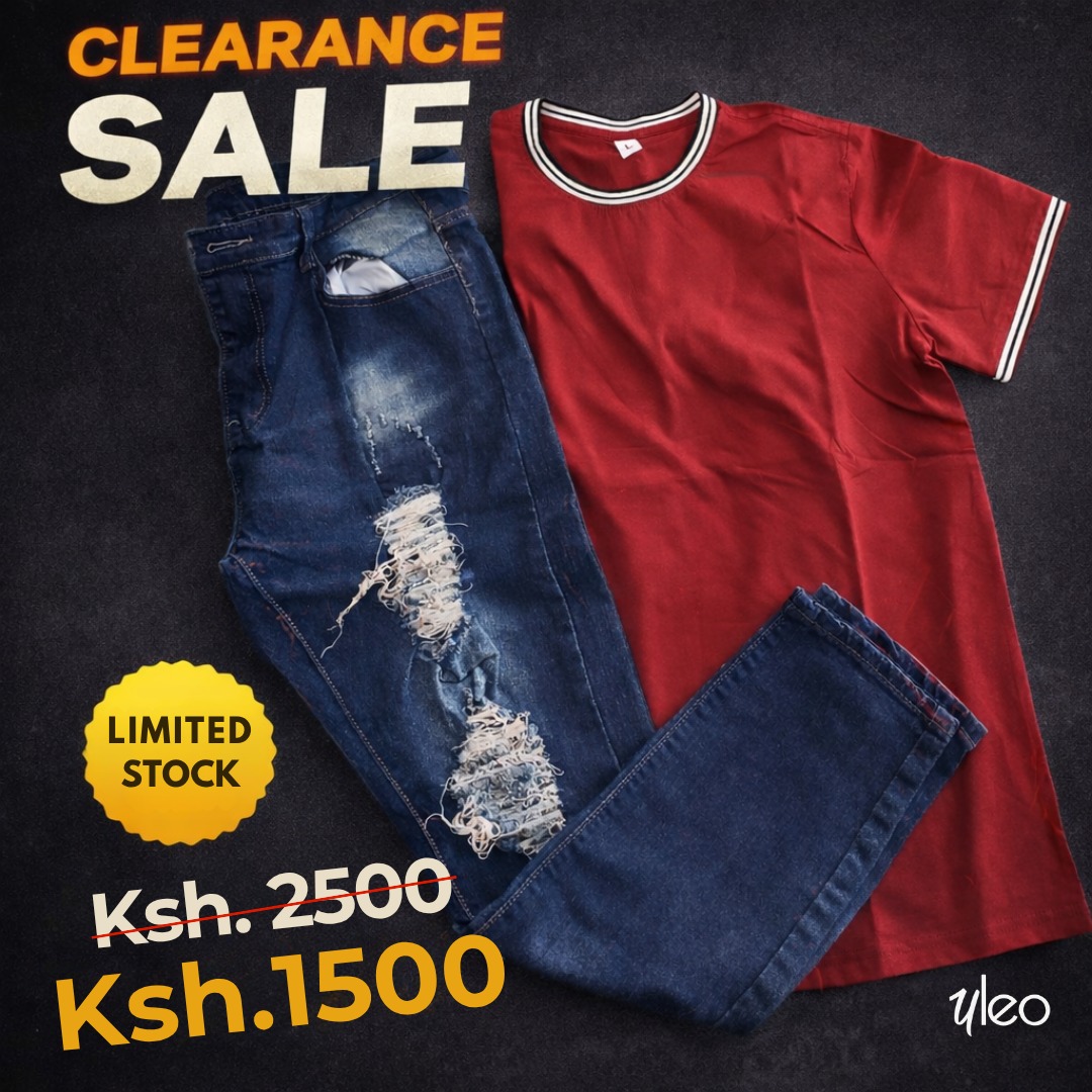 Tafari denim and red ringer tee set on clearance